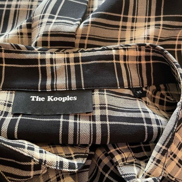 The Kooples Plaid Silk Button Down Blouse - Picture 7 of 9